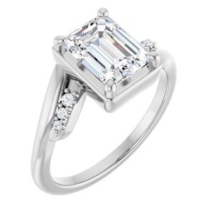 10K White Gold 8x6 mm Emerald Ring Mounting