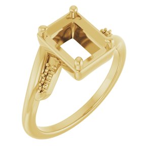 10K Yellow Gold 8x6 mm Emerald Ring Mounting – image 2