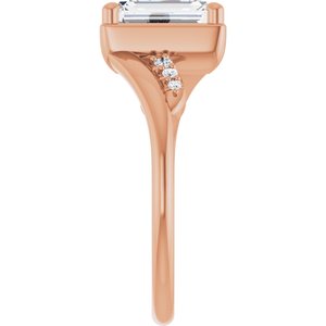 10K Rose Gold 8x6 mm Emerald Ring Mounting – image 7