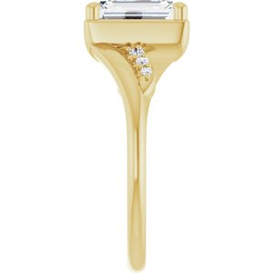 14K Yellow Gold 8x6 mm Emerald Ring Mounting – image 7