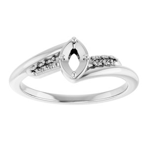 14K White Gold 5x3 mm Marquise Ring Mounting – image 6
