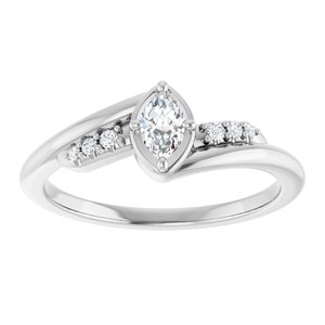 14K X1 White Gold 5x3 mm Marquise Ring Mounting – image 5