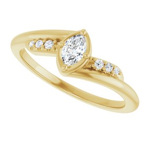 14K Yellow Gold 5x3 mm Marquise Ring Mounting – image 8