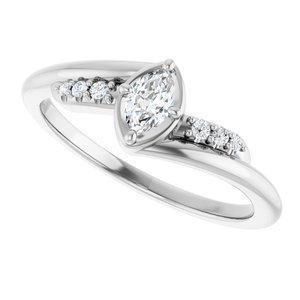 14K X1 White Gold 5x3 mm Marquise Ring Mounting – image 8