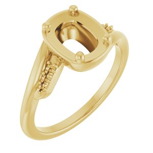 10K Yellow Gold 8x6 mm Elongated Cushion Ring Mounting – image 2