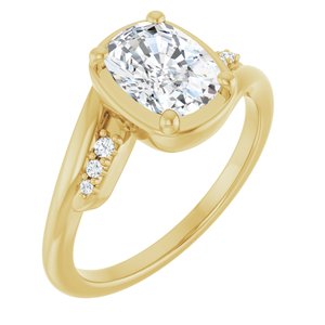 18K Yellow Gold 8x6 mm Elongated Cushion Ring Mounting