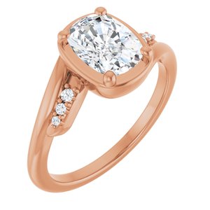 10K Rose Gold 8x6 mm Elongated Cushion Ring Mounting