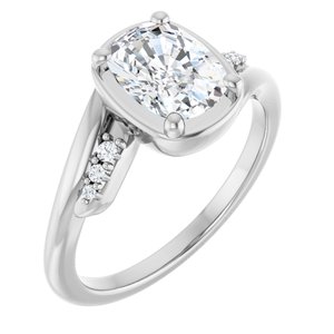 Platinum 8x6 mm Elongated Cushion Ring Mounting