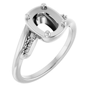 14K X1 White Gold 8x6 mm Elongated Cushion Ring Mounting – image 2