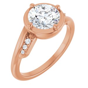 14K Rose Gold 7.4 mm Round Ring Mounting
