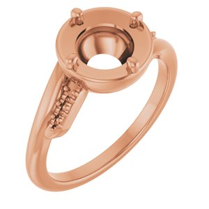 14K Rose Gold 7.4 mm Round Ring Mounting – image 2