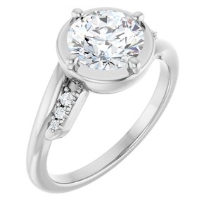 18K White Gold 7.4 mm Round Ring Mounting