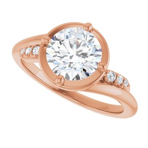 18K Rose Gold 7.4 mm Round Ring Mounting – image 8
