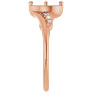 14K Rose Gold 7x5 mm Oval 1/6 CTW Natural Diamond Semi-Set Ring – image 4