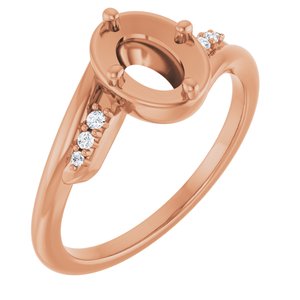 14K Rose Gold 7x5 mm Oval 1/6 CTW Natural Diamond Semi-Set Ring