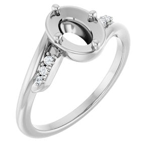 14K White Gold 7x5 mm Oval .04 CTW Lab-Grown Diamond Semi-Set Ring