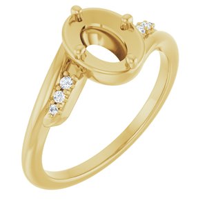 14K Yellow Gold 7x5 mm Oval 1/6 CTW Natural Diamond Semi-Set Ring