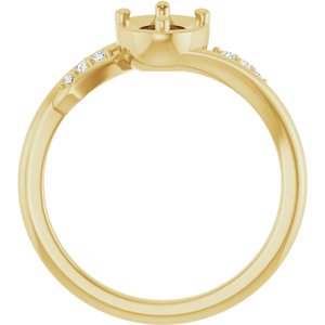 14K Yellow Gold 7x5 mm Oval .04 CTW Lab-Grown Diamond Semi-Set Ring – image 2