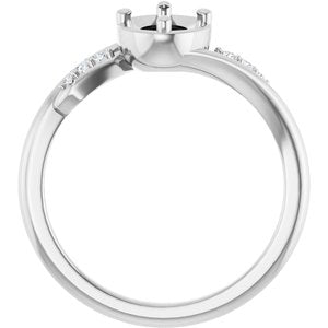 Sterling Silver 7x5 mm Oval .04 CTW Lab-Grown Diamond Semi-Set Ring – image 2