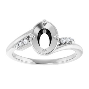 Sterling Silver 7x5 mm Oval .04 CTW Lab-Grown Diamond Semi-Set Ring – image 3