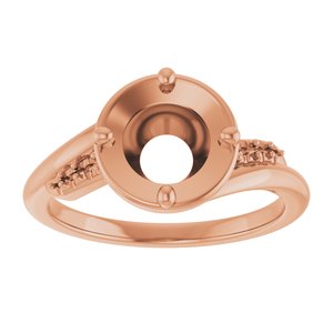 18K Rose Gold 7.4 mm Round Ring Mounting – image 6