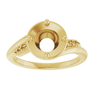 10K Yellow Gold 7.4 mm Round Ring Mounting – image 6