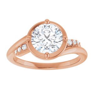 18K Rose Gold 7.4 mm Round Ring Mounting – image 5