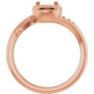 10K Rose Gold 8x6 mm Elongated Cushion Ring Mounting – image 4