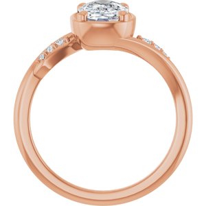 10K Rose Gold 8x6 mm Elongated Cushion Ring Mounting – image 3