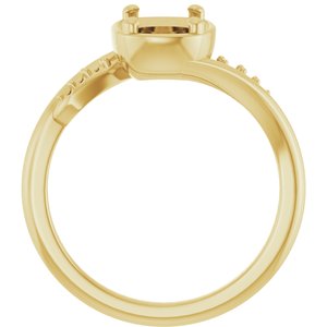 10K Yellow Gold 8x6 mm Elongated Cushion Ring Mounting – image 4