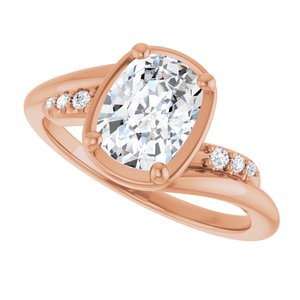 10K Rose Gold 8x6 mm Elongated Cushion Ring Mounting – image 8