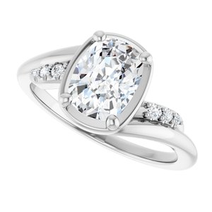 14K White Gold 8x6 mm Elongated Cushion Ring Mounting – image 8