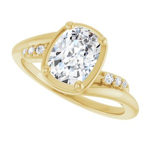 10K Yellow Gold 8x6 mm Elongated Cushion Ring Mounting – image 8