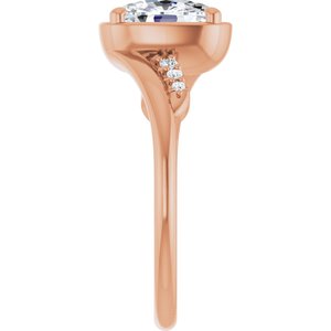 14K Rose Gold 8x6 mm Elongated Cushion Ring Mounting – image 7