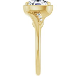 10K Yellow Gold 8x6 mm Elongated Cushion Ring Mounting – image 7