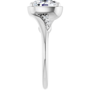 10K White Gold 8x6 mm Elongated Cushion Ring Mounting – image 7