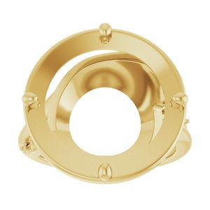18K Yellow Gold 15 mm Round Ring Mounting – image 6