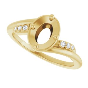 14K Yellow Gold 7x5 mm Oval 1/6 CTW Natural Diamond Semi-Set Ring – image 5