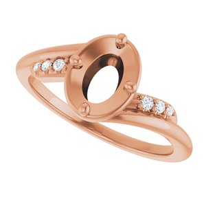 14K Rose Gold 7x5 mm Oval 1/6 CTW Natural Diamond Semi-Set Ring – image 5