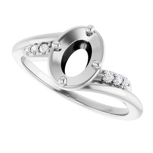 Sterling Silver 7x5 mm Oval .04 CTW Lab-Grown Diamond Semi-Set Ring – image 5