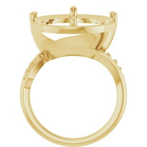 10K Yellow Gold 15 mm Round Ring Mounting – image 4