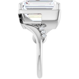14K White Gold 14x12 mm Emerald Ring Mounting – image 7