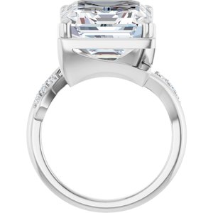 18K White Gold 14x12 mm Emerald Ring Mounting – image 3