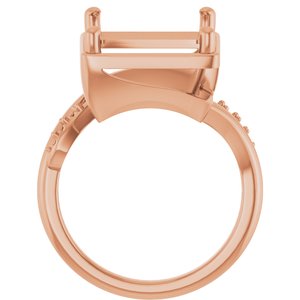 18K Rose Gold 14x12 mm Emerald Ring Mounting – image 4