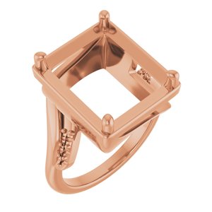 10K Rose Gold 14x12 mm Emerald Ring Mounting – image 2