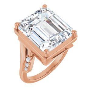 14K Rose Gold 14x12 mm Emerald Ring Mounting