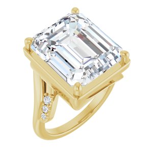 18K Yellow Gold 14x12 mm Emerald Ring Mounting