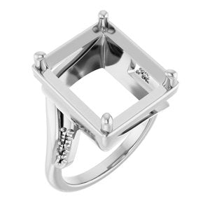 Continuum Sterling Silver 14x12 mm Emerald Ring Mounting – image 2