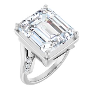 Sterling Silver 14x12 mm Emerald Ring Mounting