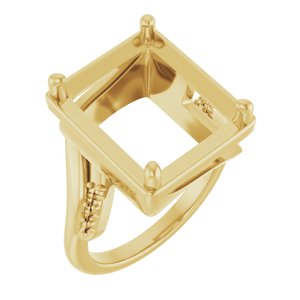 18K Yellow Gold 14x12 mm Emerald Ring Mounting – image 2